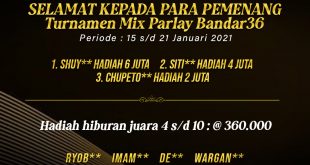 Pemenang turnamen mix parlay januari 2021 bandar36